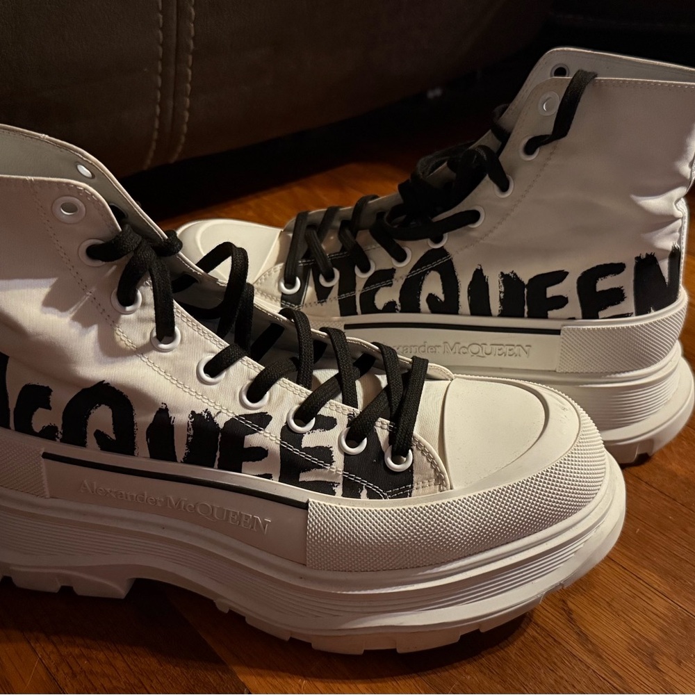 Alexander McQueen Black and White High-Top Boots